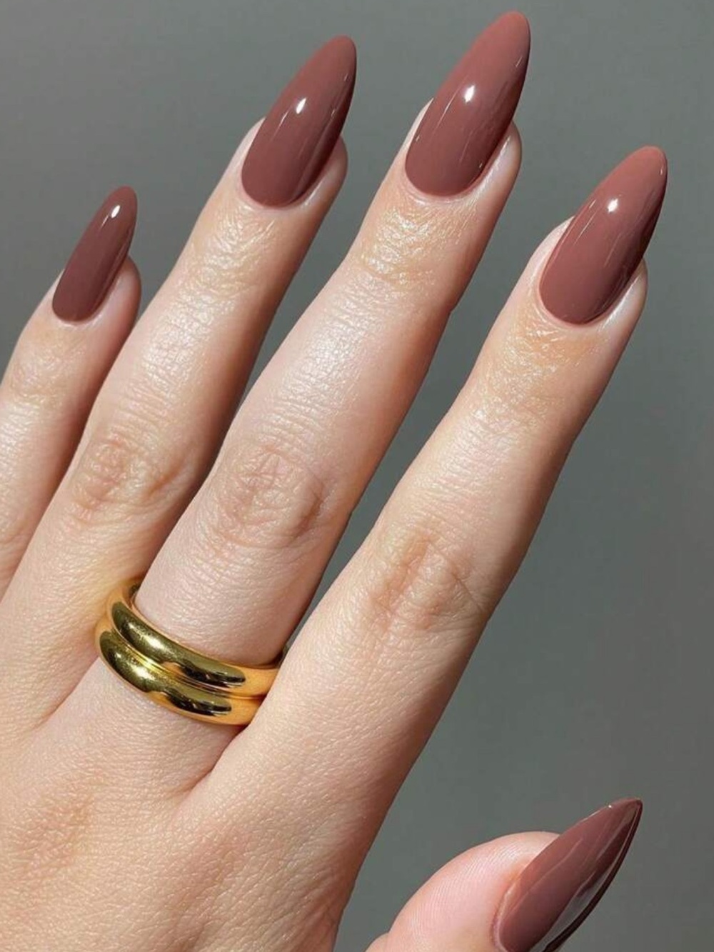 Brown Almond Press On Nails